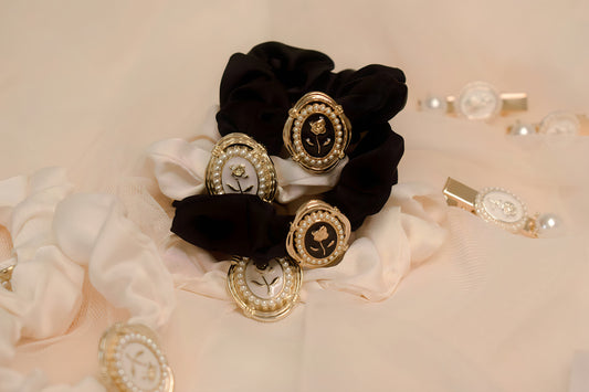 Luxury Black Fabric Pearl Hair Band