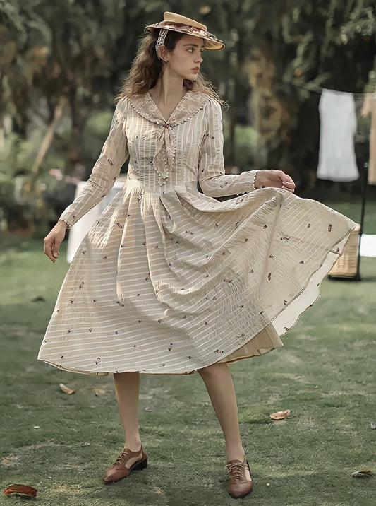 Vintage Elegant Striped Dress