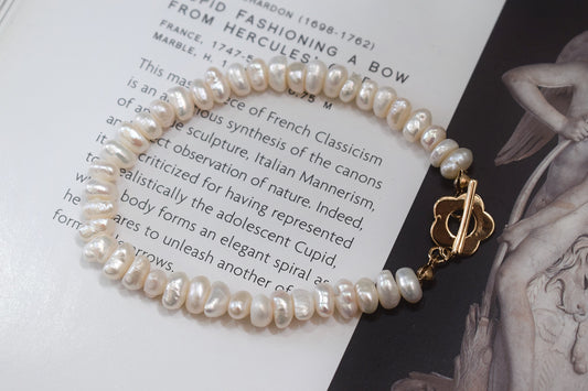 Natural Pearl Double Layer Metal Bracelet