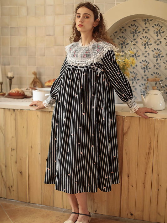 Elegant Embroidery Black Dress