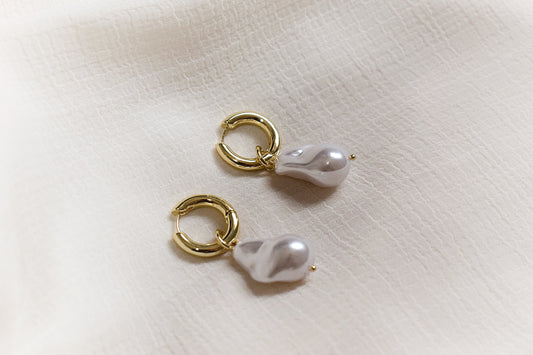 Vintage Circle Drop Baroque Pearl Earrings