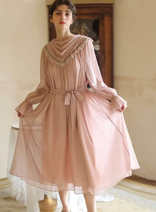 Elegant Bow Pink Dress